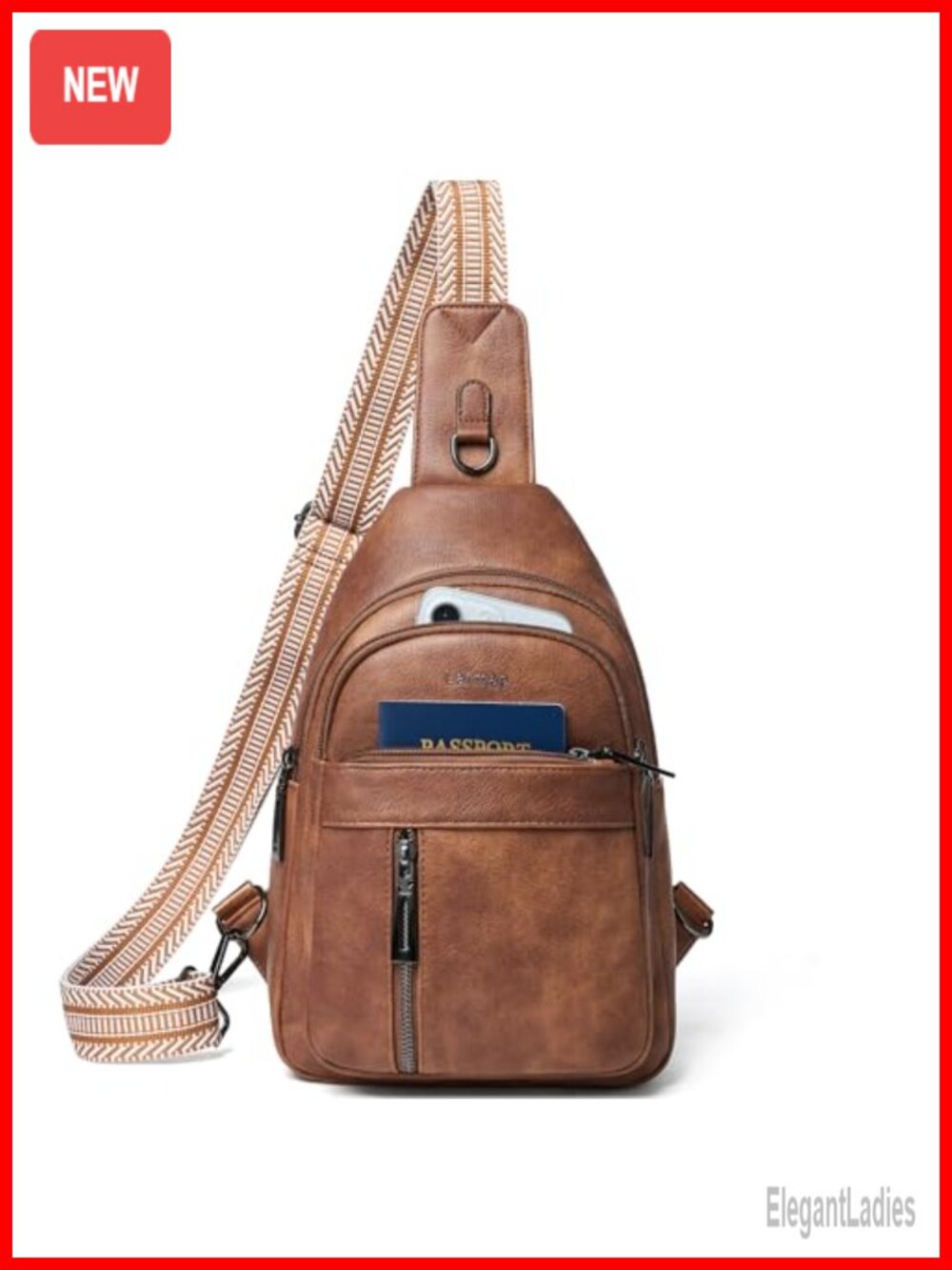 7L PU Leather Sling Bag Crossbody Fanny Pack Travel Backpack Belt Bag